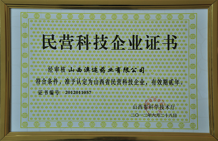 民營(yíng)科技企業(yè)證書(shū)